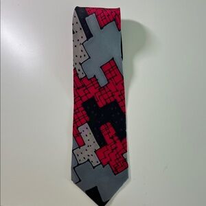 Men's Abstract Red & Gray Graphic Necktie